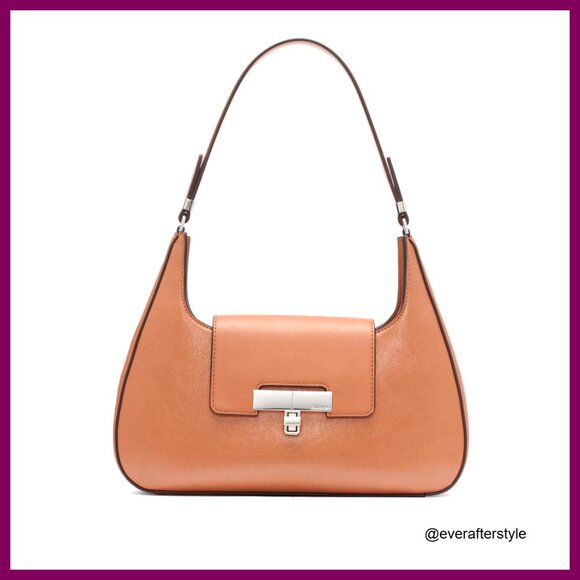 Vegan Leather Shoulder Bag Chic Minimal Everyday Organizer Demi Style